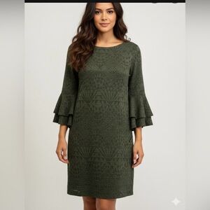 Chico's Olive Green Long Sleeve Dress